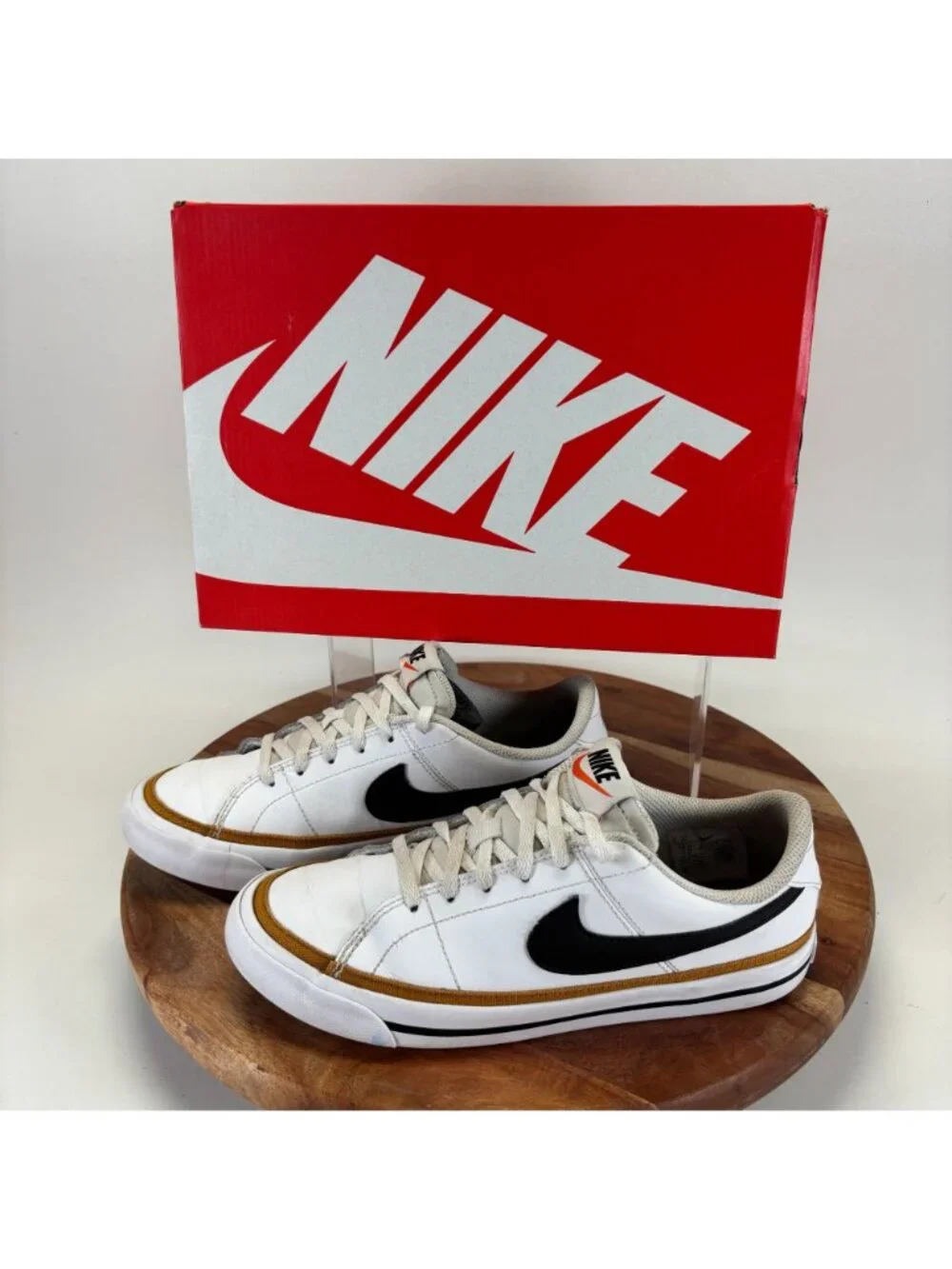 Nike Youth Size 6Y Court Legacy White/Desert Ochre/Black Casual Shoes DA5380-102